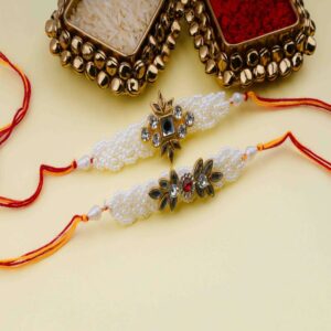 Pearl & Kundan Bhaiya Bhabhi Rakhi Set