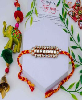 Dazzling Kundan Rakhi with Braided Mauli Thread