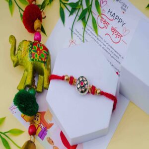 Braided Red Kundan Rakhi Online